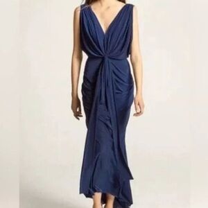 Misa Navy Blue Drapey Xenia Dress Small